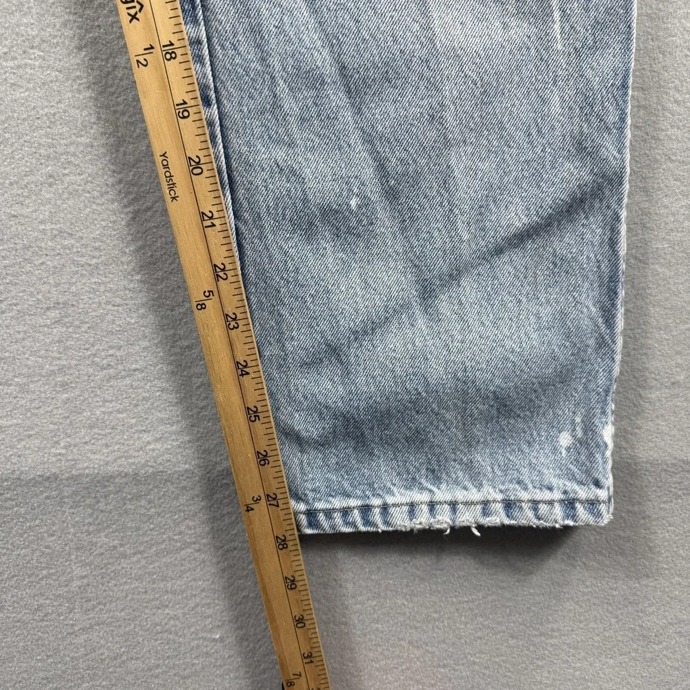 Wrangler Jeans Mens 36x29 (Fit 34x28)Light Wash Blue Straight Bleach Stain Denim